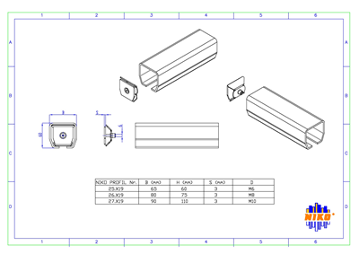 Schienenendkappe "NIKO" Profil 25.000,Schützt das Innere der Laufschiene vor,Verschmutzung. Top Clean galv. verzinkt